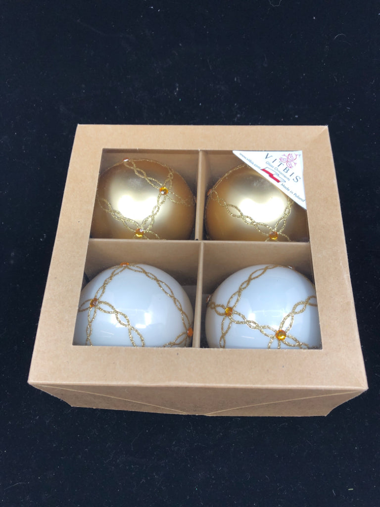 NIB VITBUS GOLD/ WHITE ORNAMENTS.