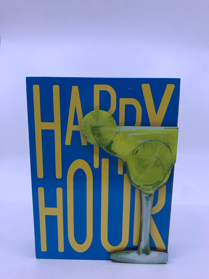 HAPPY HOUR BLUE STANDING SIGN.