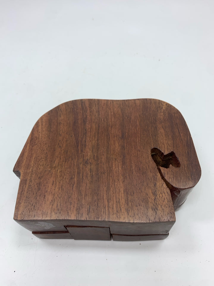 WOODEN ELEPHANT PUZZLE BOX.
