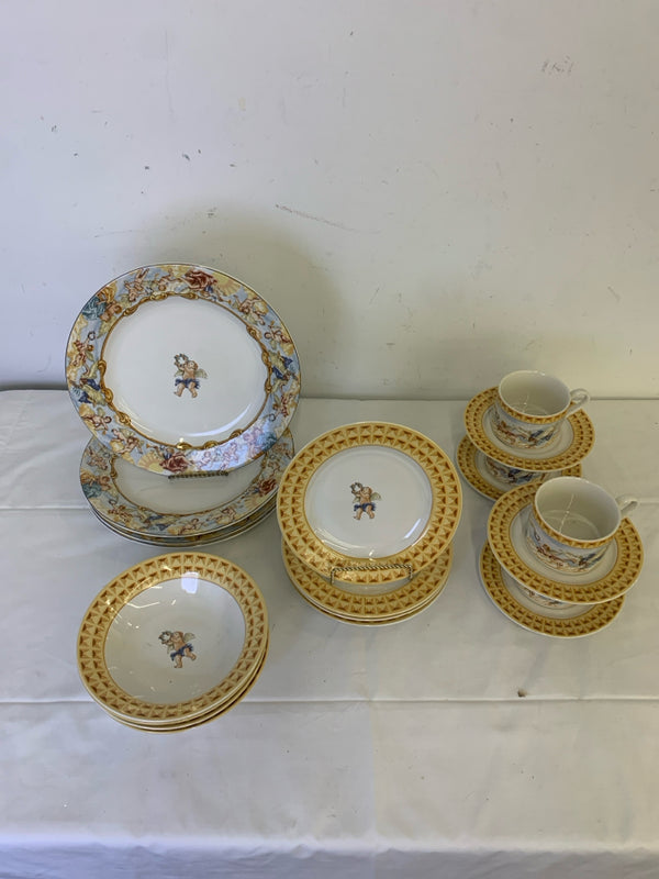 20 PC SRV 4 AMERICANA "CHERUB" DISH SET.