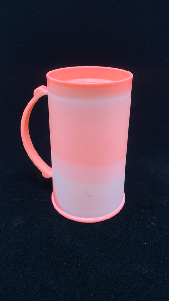 PINK OMBRE PLASTIC FREEZER MUG.