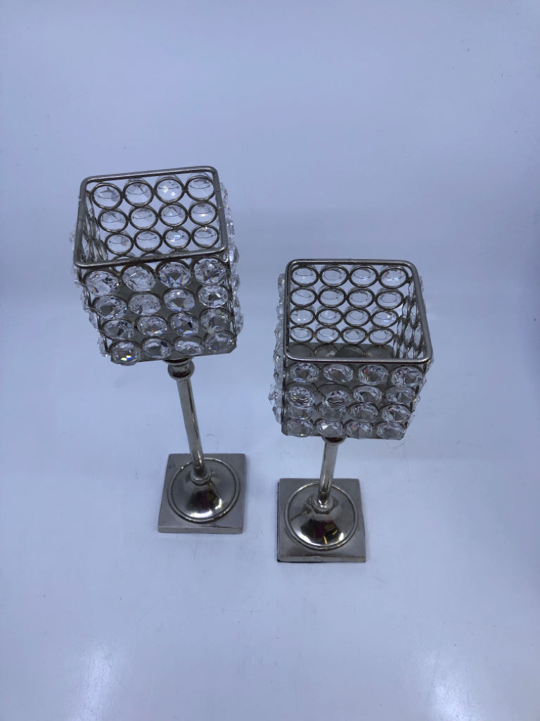 2 BEJEWELED CANDLE HOLDERS.