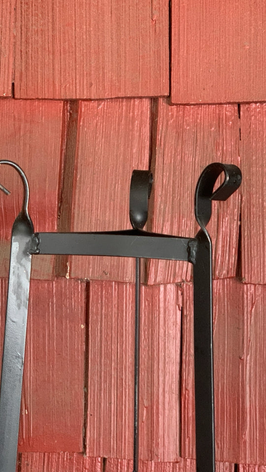AMISH BLACK WROUGHT IRON POT RACK.