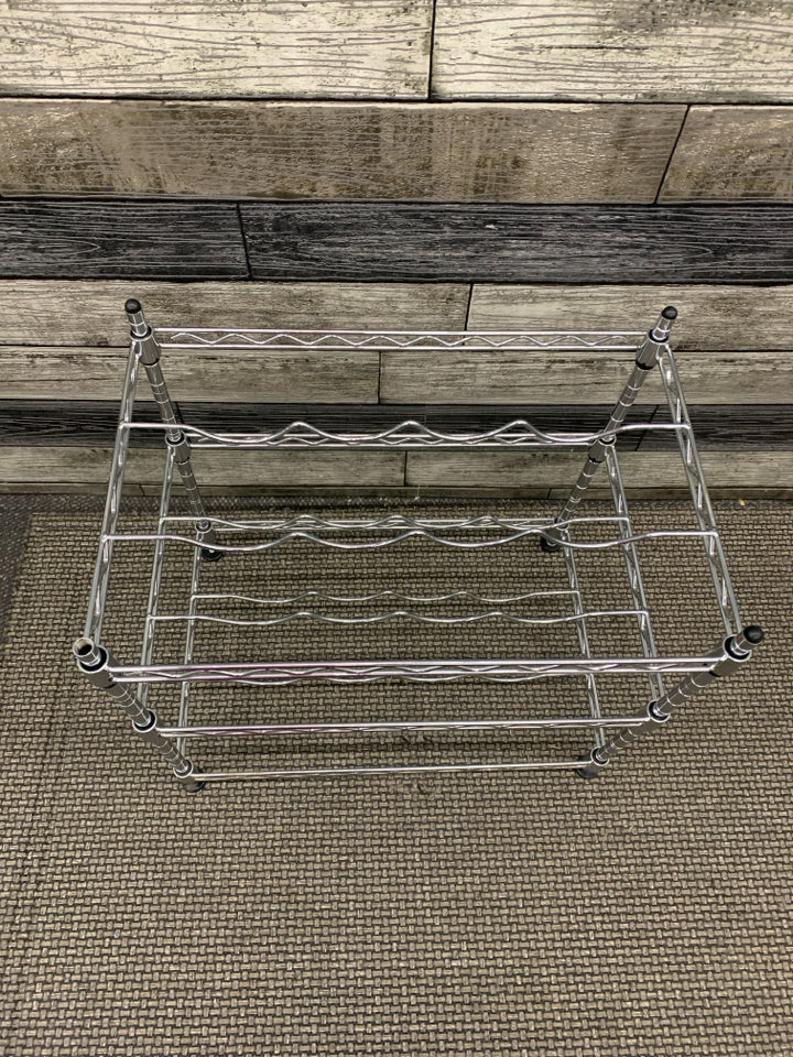 GREY METAL WINE RACK.