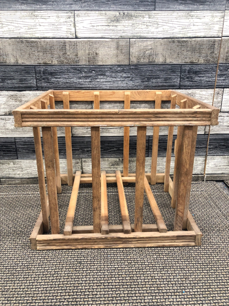 WOOD SLATE CRATE "OLD NEWS BINDERY" NEWSPAPER RACK.