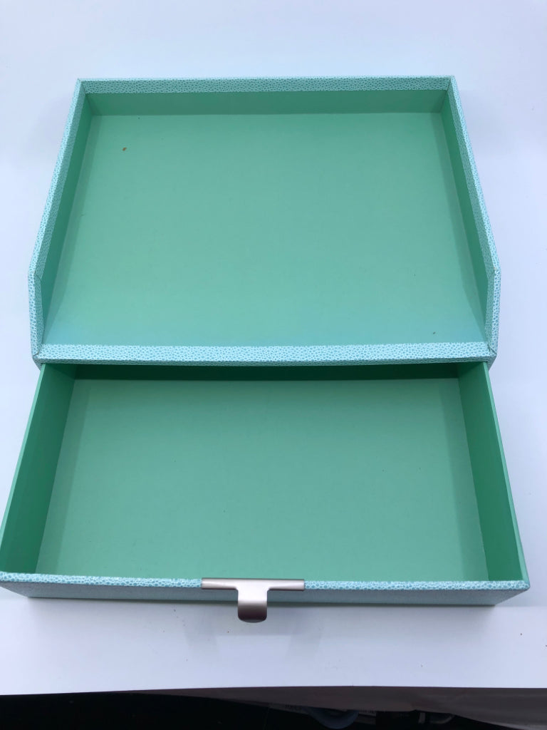 TEAL FAUX SNAKE SKIN ORGANIZER W DRAWER.