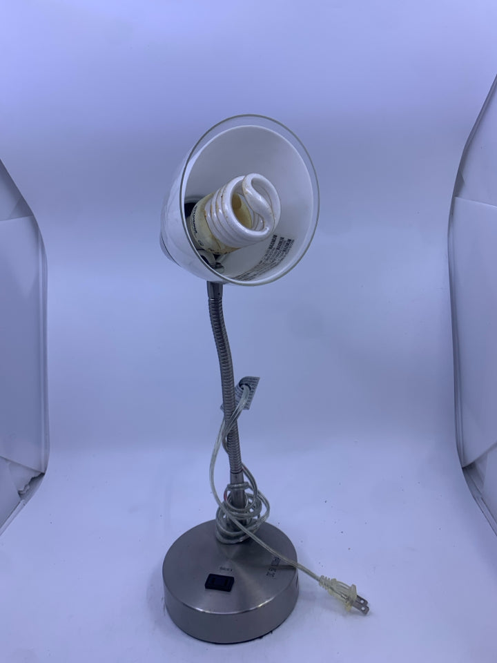 SILVER ADJUSTABLE DESK LAMP.