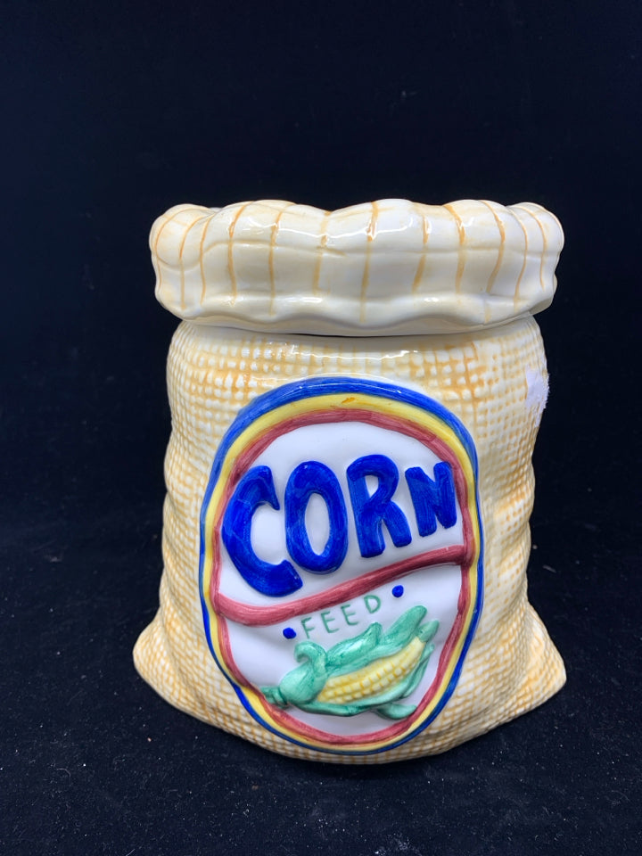 CERAMIC CORN FEED CANISTER.