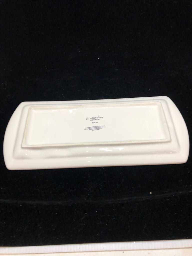 RED AND WHITE SNOWMAN TRAY.