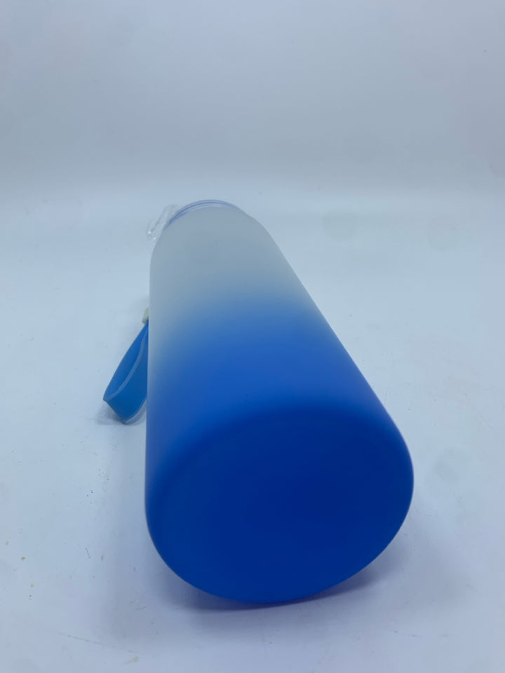 NIB FROSTED BLUE GLASS TRAVEL CUP.
