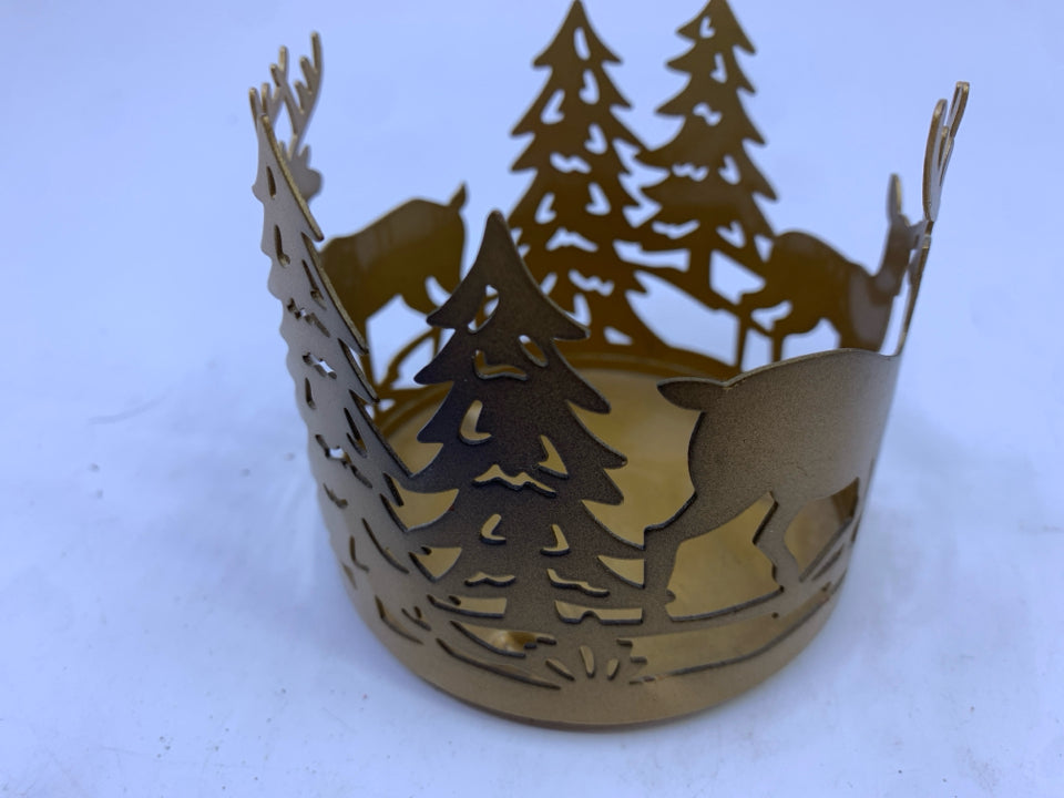 SMALL GOLD DEER CANDLE SLEEVE.