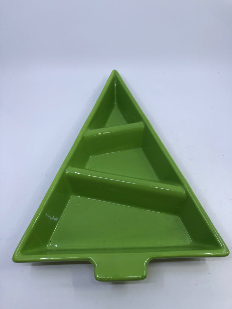 LIGHT GREEN DIVIDED CHRISTMAS TREE SERVER.