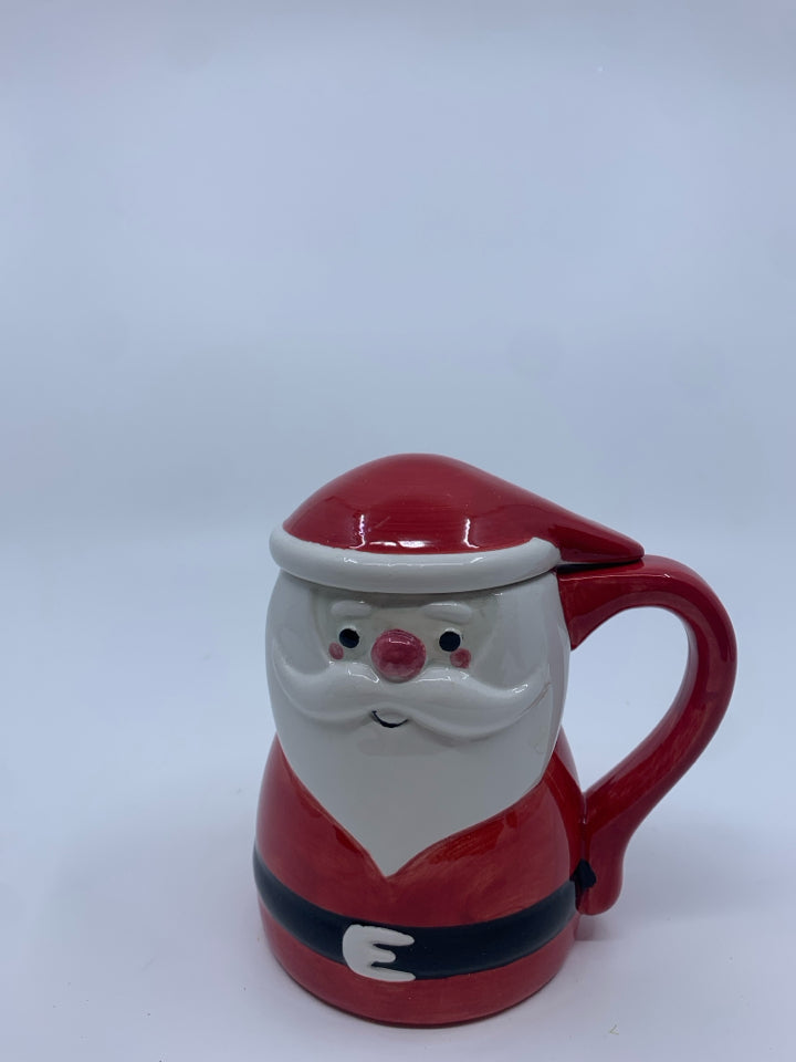 RED SANTA MUG W LID.