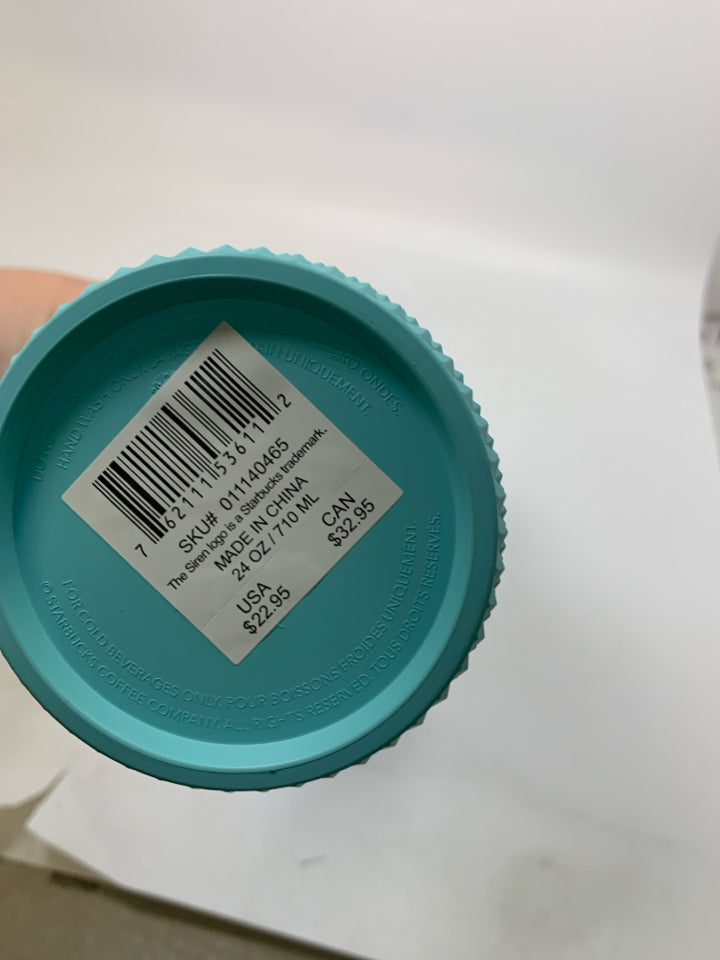 GRADIENT GLACIER BLUE OMBRE VENTI STUDDED TRAVEL TUMBLER 2023.