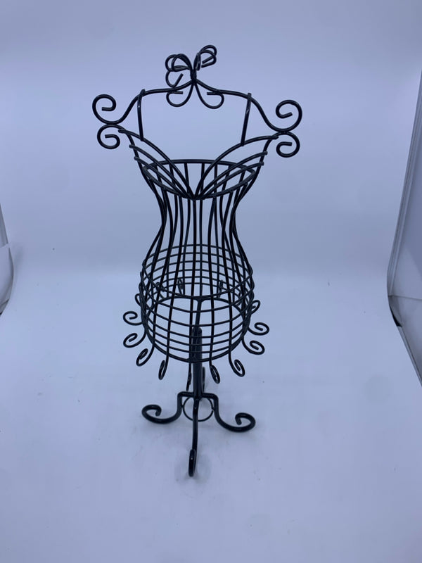 BLACK METAL DRESS JEWELRY HOLDER.