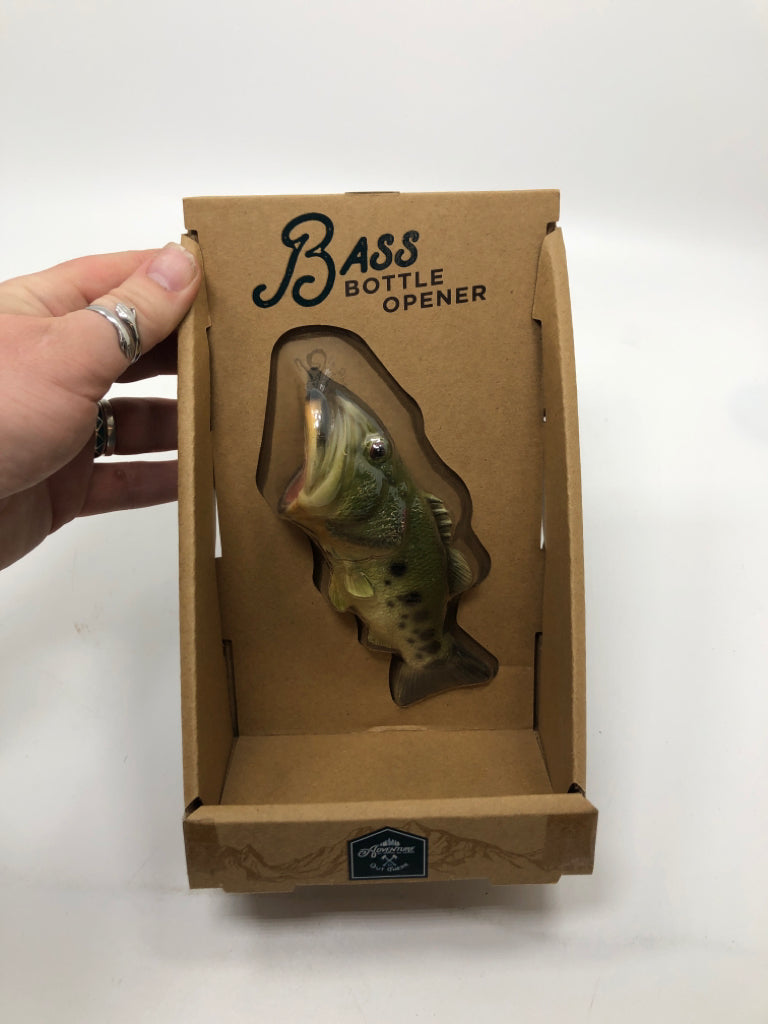 NIP ADVENTURE GREEN BASS BOTTLE OPENER.