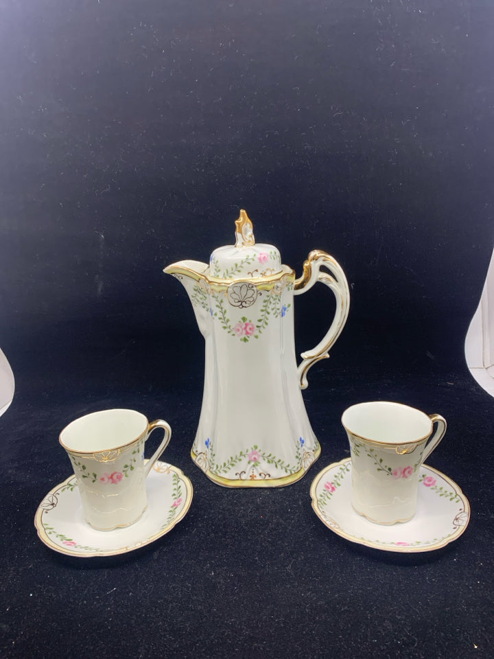 5 PIECE VTG FLORAL TEA SET.