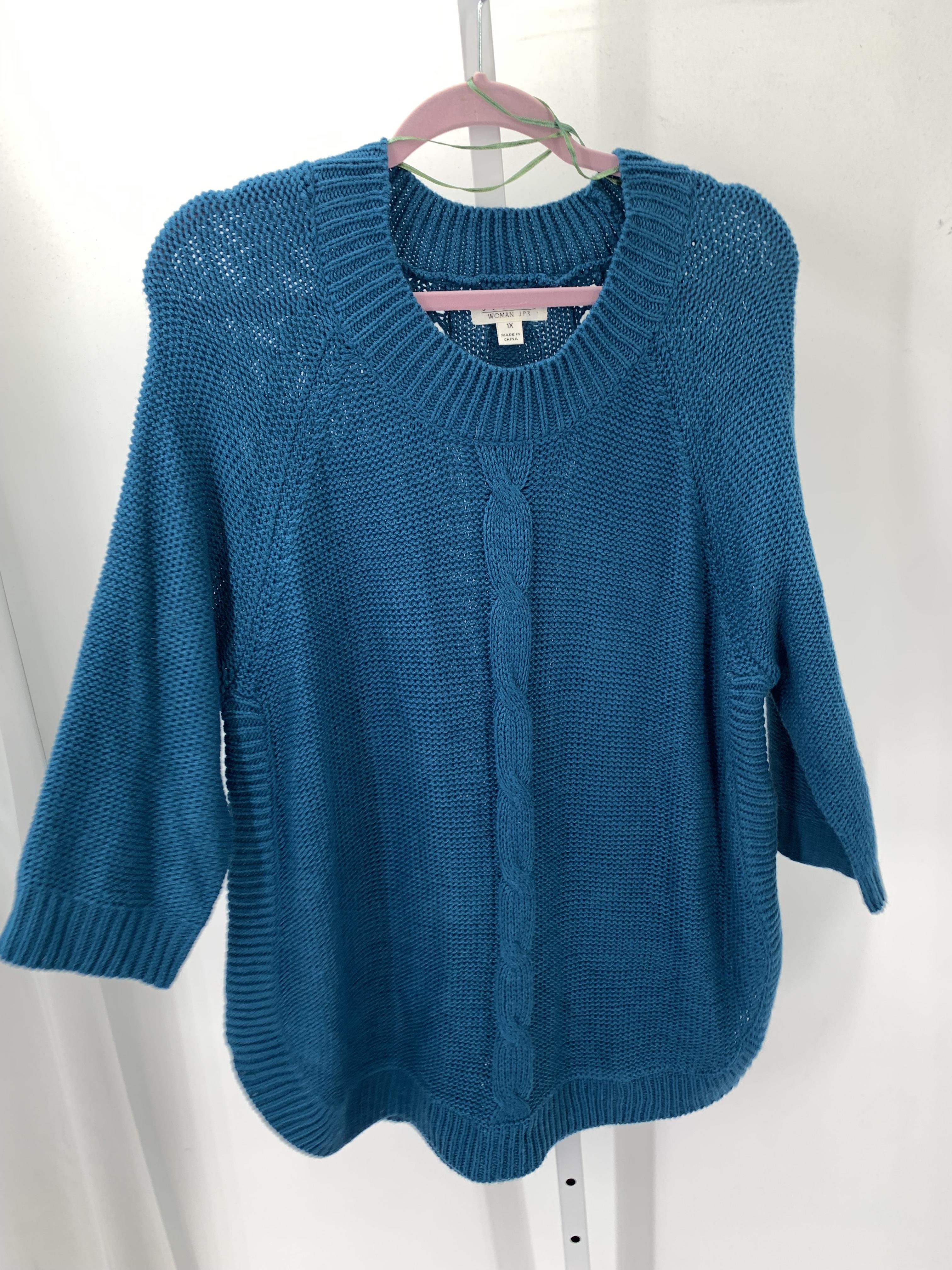 Studio Size 1X Womens 3/4 Sleeve Sweater