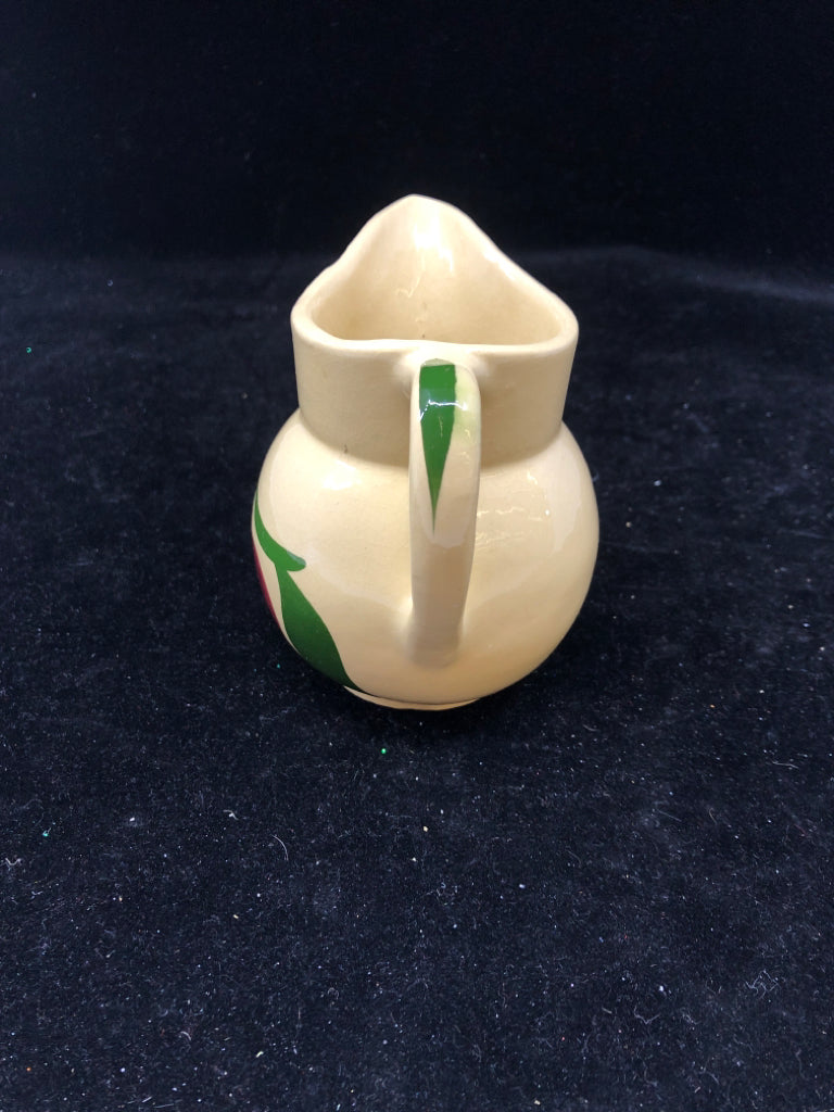 VTG TAN POTTERY CREAMER W APPLE #62.