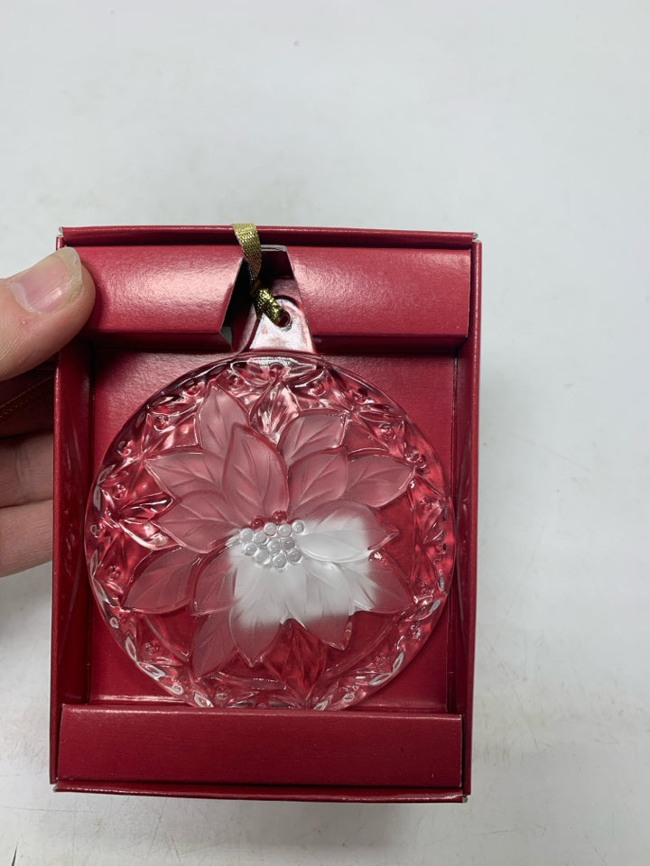 NIB MIKASA POINSETTIA CRYSTAL ORNAMENT.