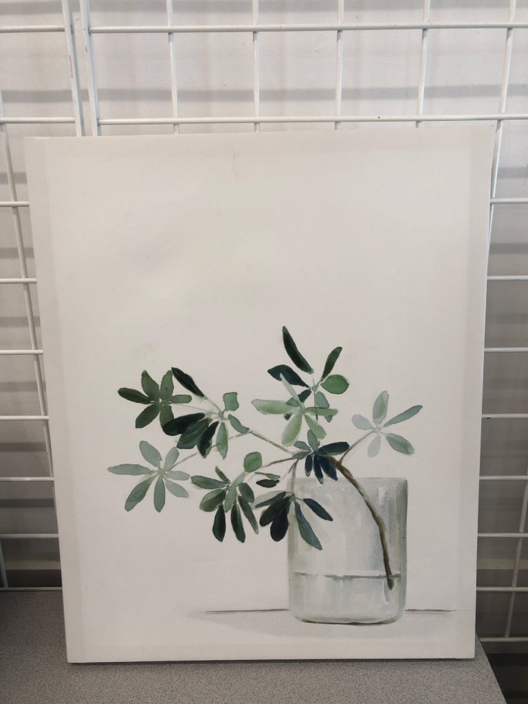 GREENS IN BUD VASE CANVAS WALL ART.