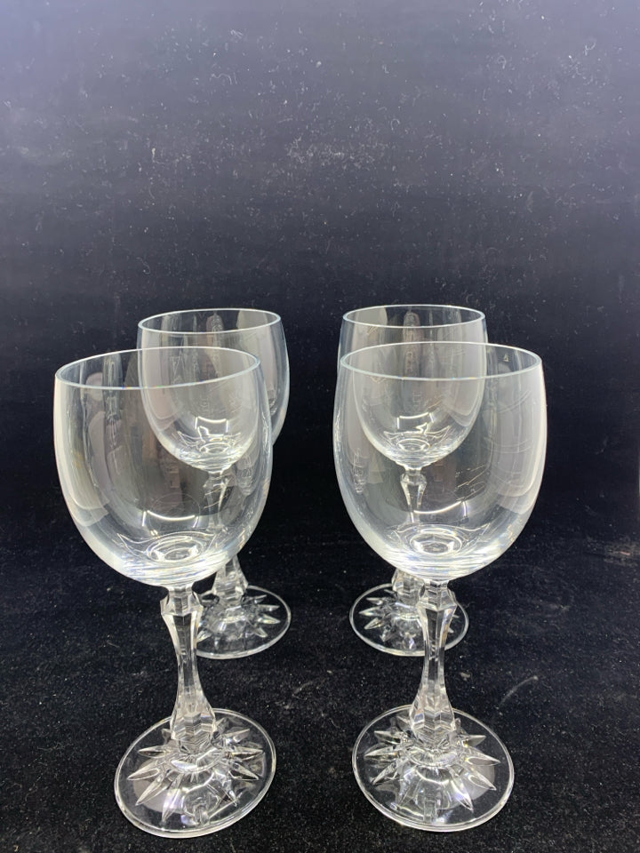 4 HEAVY CRYSTAL WINE GLASSES.