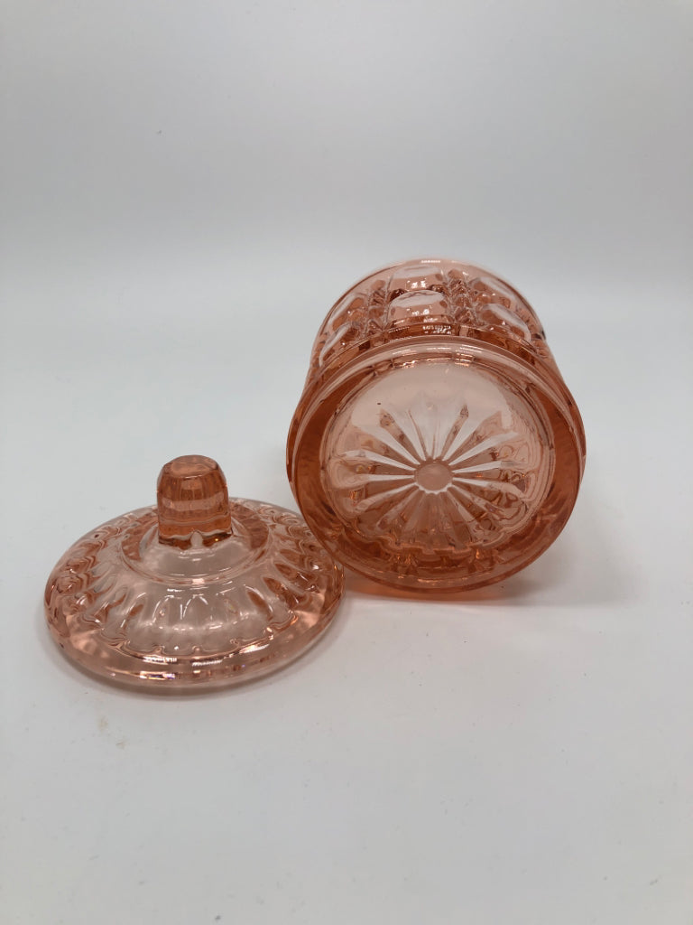 VTG PINK GLASS JELLY JAM JAR.