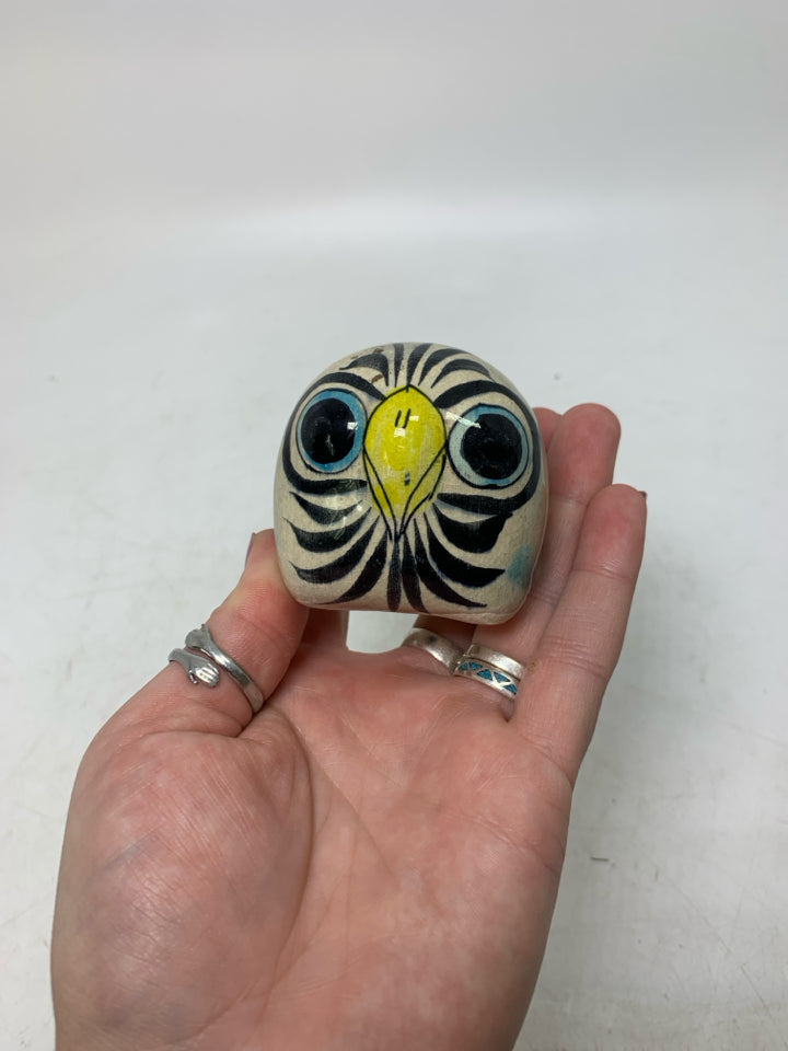SMALL HAND PAINTED OWL MADE IN MEXICO.