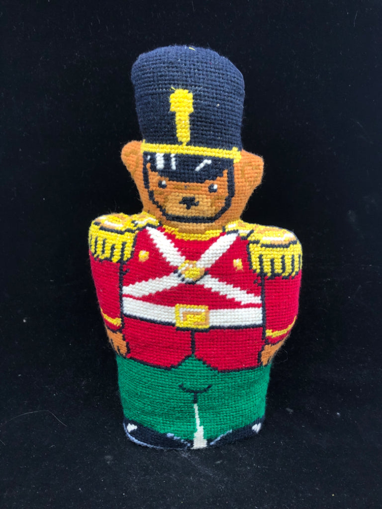 PLUSH TEDDY BEAR NUTCRACKER DOOR STOP.