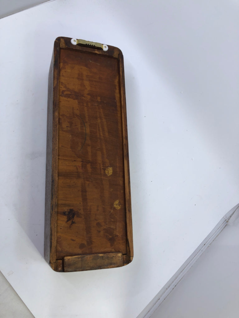 VTG DARK WOOD DRAWER WALL HANGING.