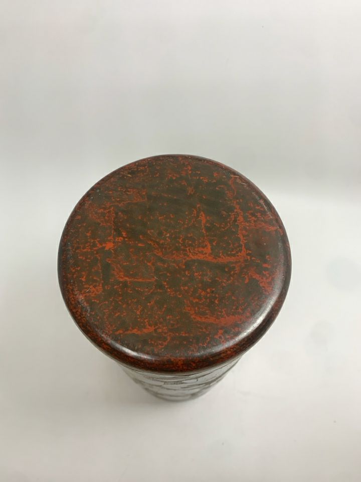 MAYAN-STYLE CARVED CYLINDER VASE.