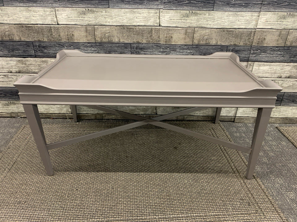 LIGHT BROWN PAINTED WOOD TABLE.