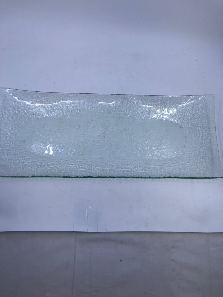 RECTANGLE CLEAR BUBBLE GLASS TRAY.