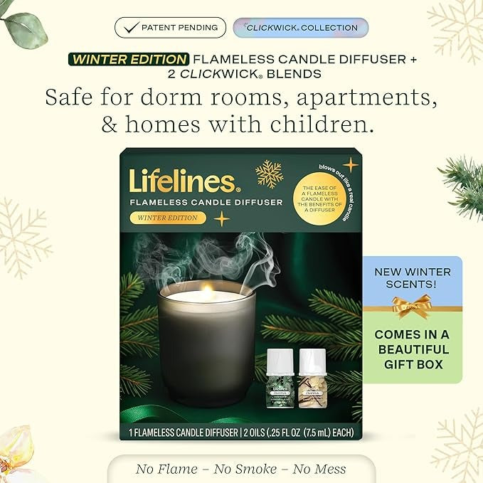Flameless Candle Diffuser with 2 ClickWicks® - Winter Edition - New