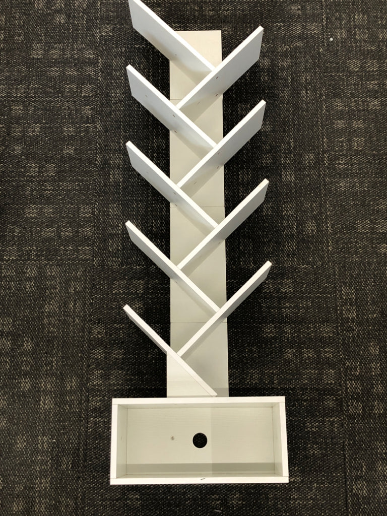 NARROW WHITE PLASTIC BOOK TREE.