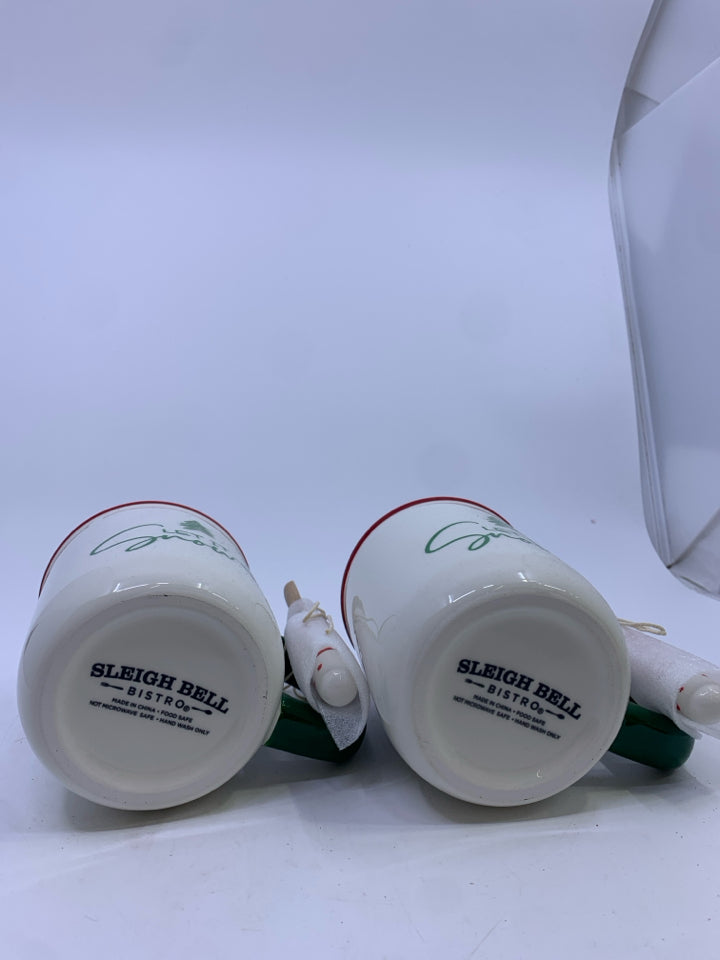 2 LET IT SNOW MUGS W WOOD SPOONS.