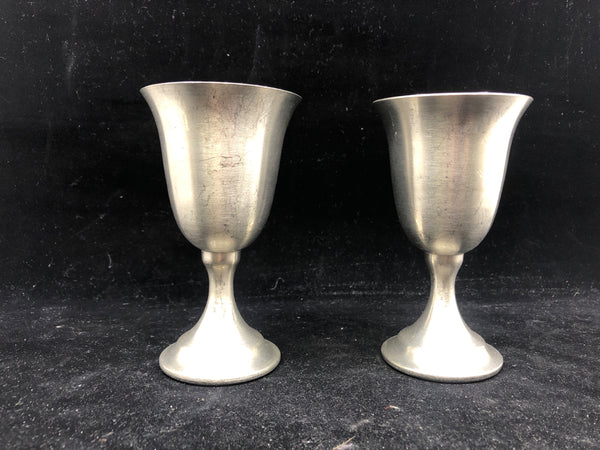 2- LEONORA WEIGHTED PEWTER EGG/ DRINK CUPS.