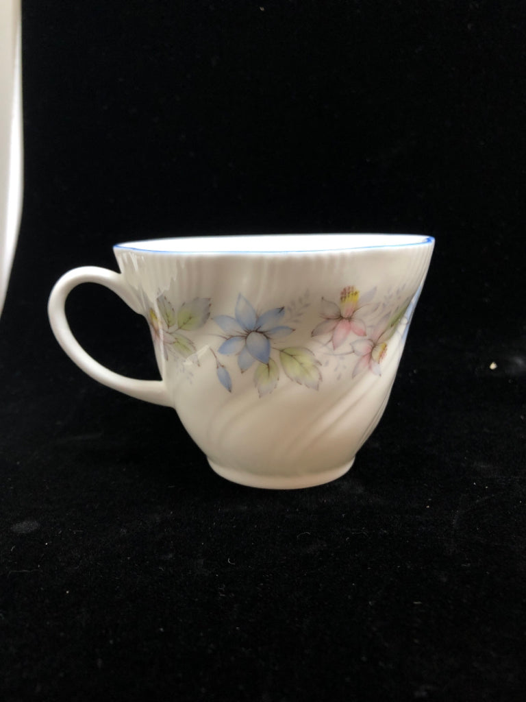 19PC VTG BLUE FLORAL TEA SET SRV FOR 6.
