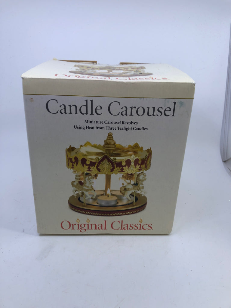 NIB CAROUSEL HORSES TEA LIGHT HOLDER.