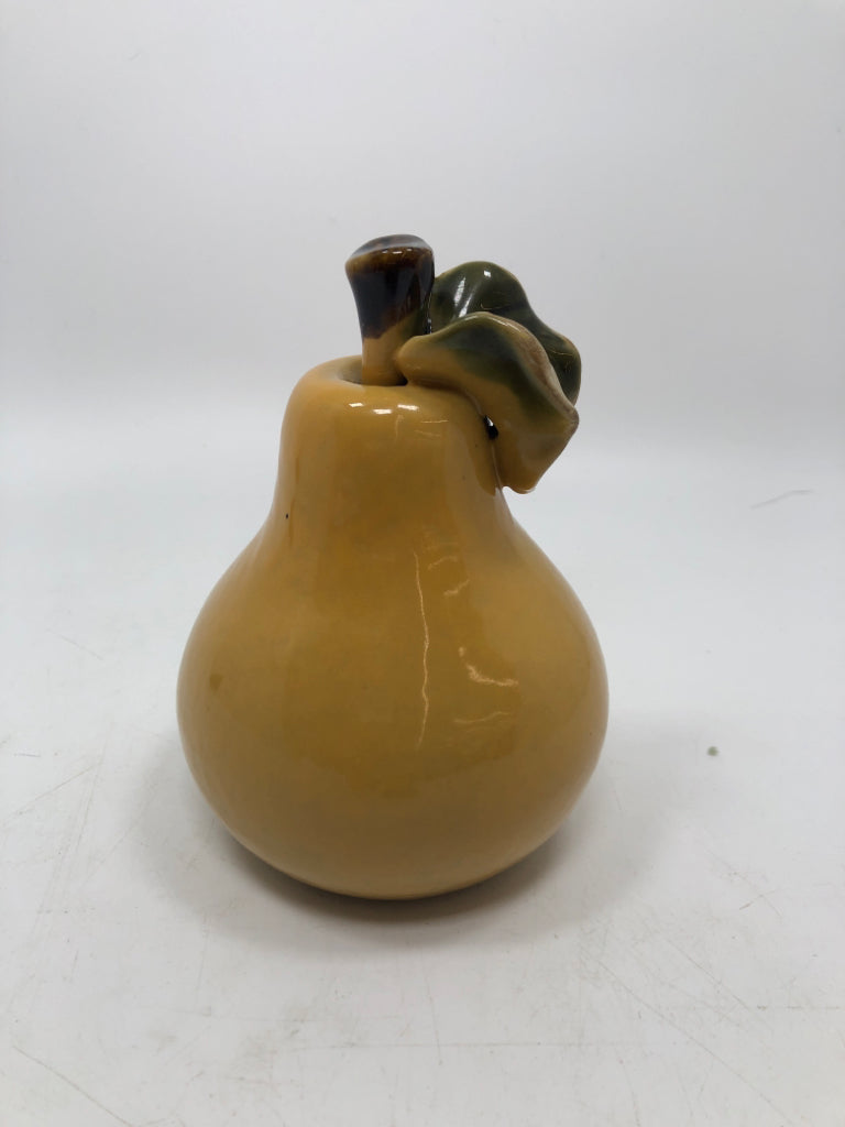 YELLOW GLAZE CERAMIC PEAR.