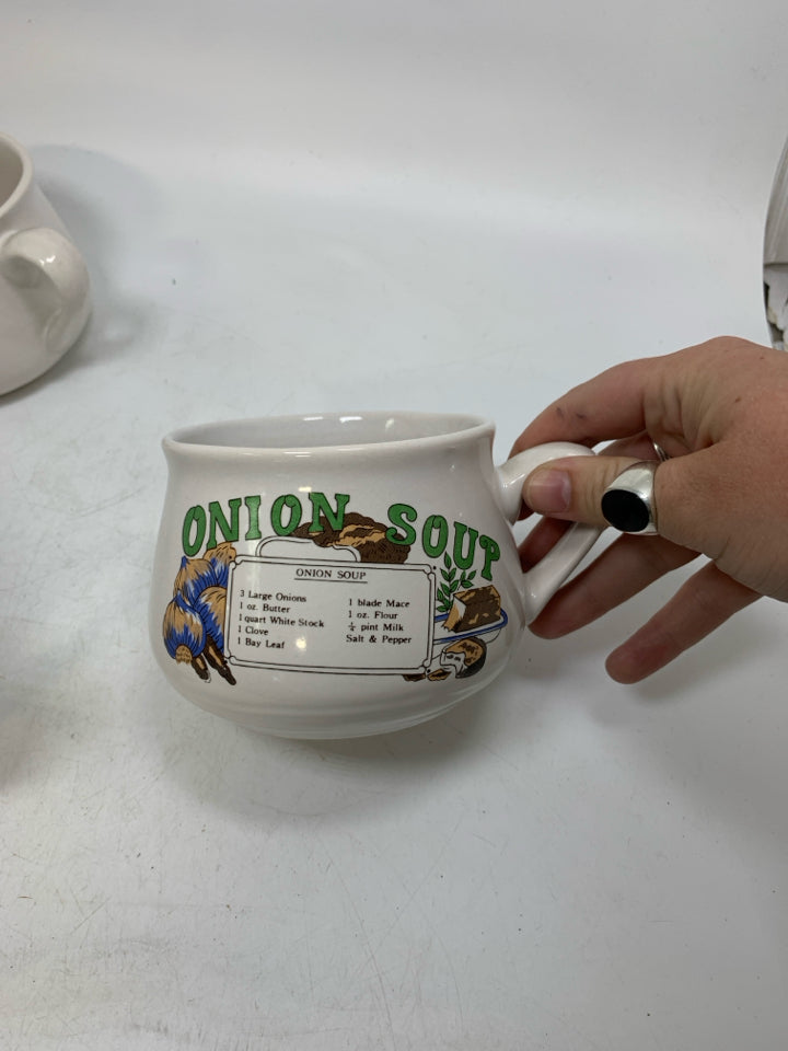 4 VTG SOUP RECIPE BOWL/MUGS.