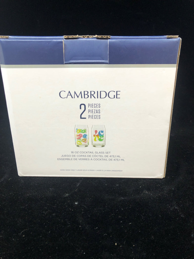 NIB 2 PC COCKTAIL GLASS SET.