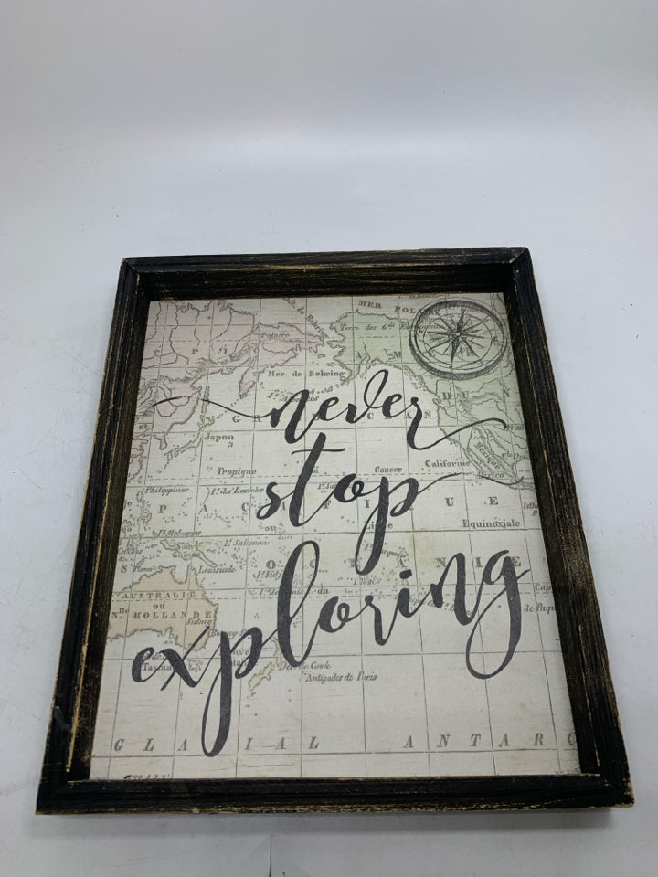 NEVER STOP EXPLORING MAP WALL ART.