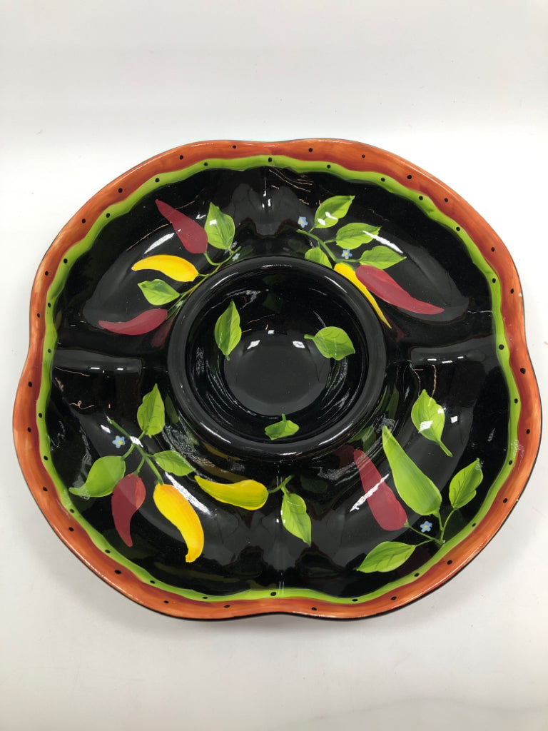 DIVIDED CERAMIC LEAF TRAY.