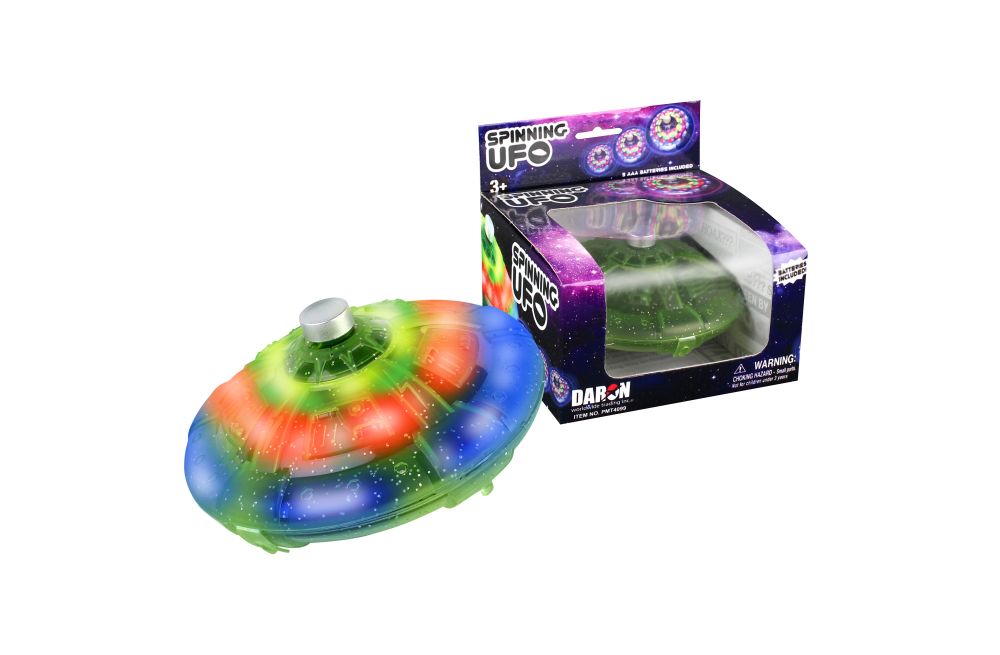 Spinning UFO motorized top with lights