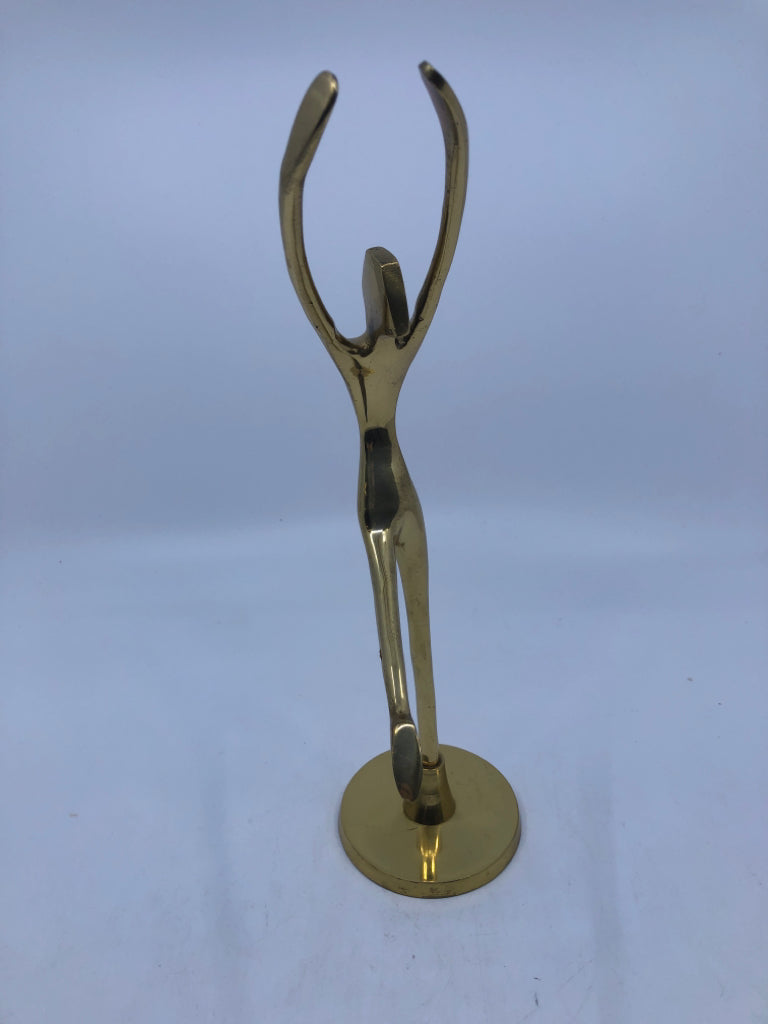 LACQUERED BRASS ABSTRACT BALLERINA STATUE.