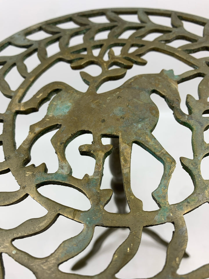 SM METAL HORSE PATINA PLANT STAND.