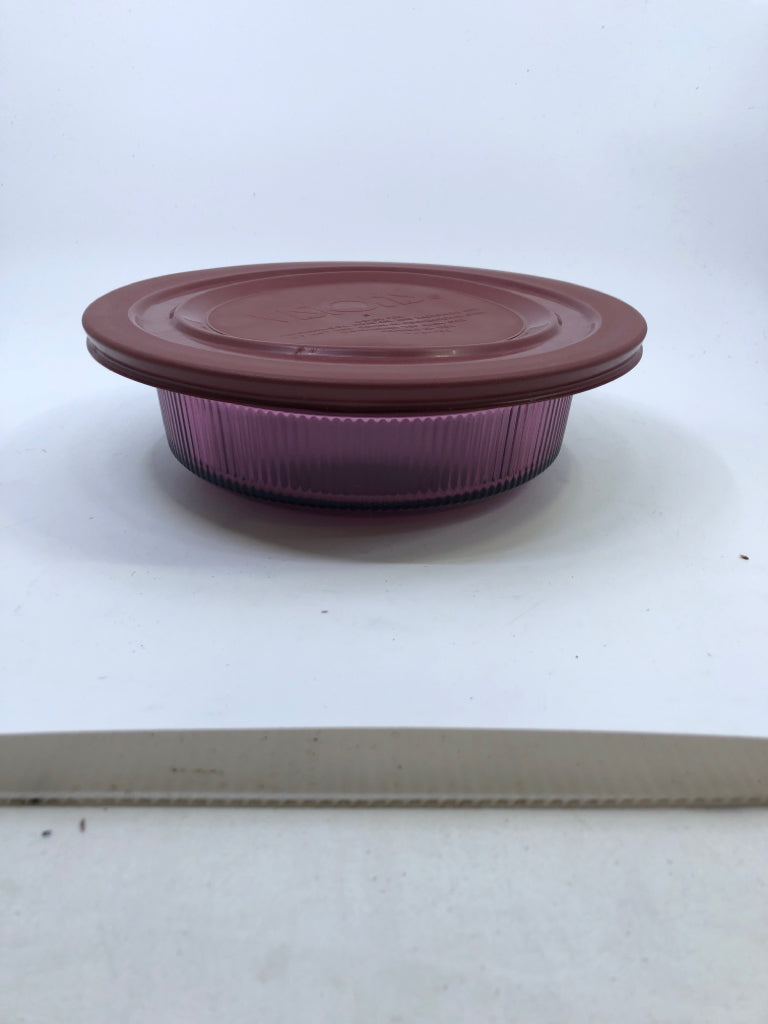 VTG PURPLE VISIONS RIBBED BOWL W LID.