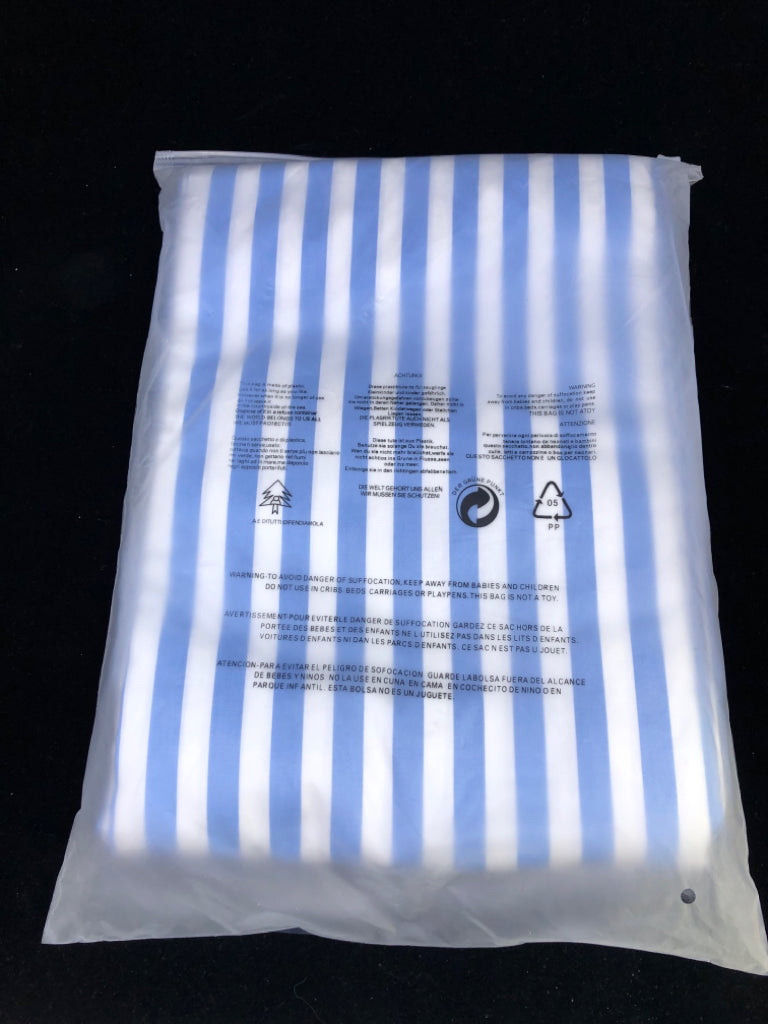 NIP QUEEN LUNA BLUE STRIPED DUVET COVER- WEIGHTED BLANKET