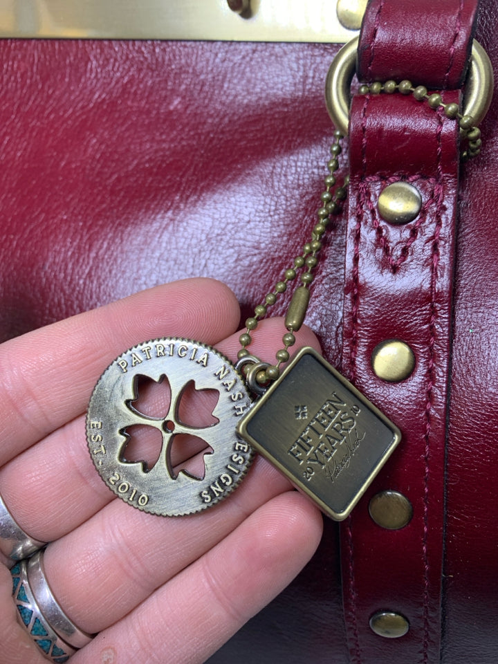 Patricia Nash Benvenuto Tote- Vintage Distressed Leather- Oxblood w/ Sleeper Bag